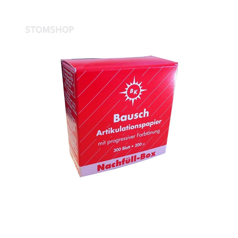 Bausch BK 1002 - артикуляционная бумага I-формы красная (сменный блок), толщина 200 мкм, 300 листов | Bausch (Германия)