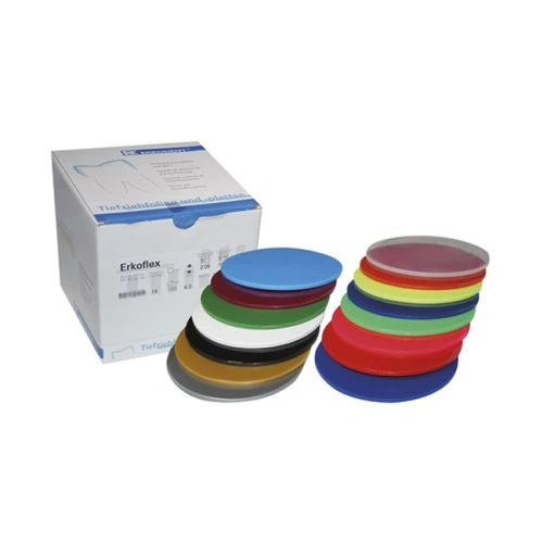 Erkoflex color - термоформовочные пластины, ассорти, круглые, диаметр 125 мм, 15 шт. | Erkodent (Германия)
