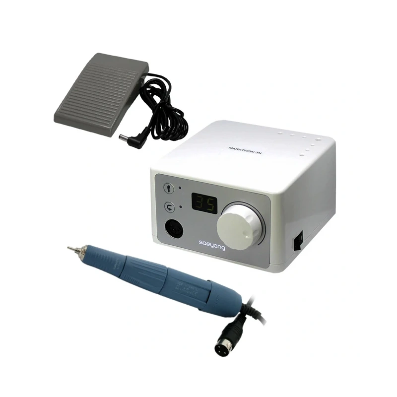 Marathon 3N - портативный микромотор с наконечником SDE-SH37L, 35000 об/мин, педаль SFP-27, серебристый | Saeyang Microtech (Ю. Корея)