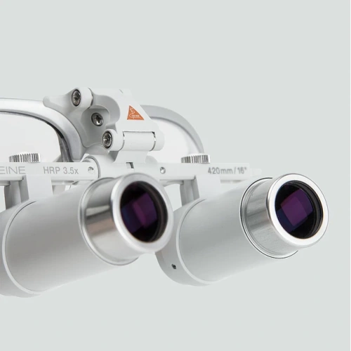 Heine HRP Set B - бинокулярные лупы высокого разрешения с увеличением 3,5х, 4х и 6х и креплением на шлеме с защитным щитком S-Guard | Heine (Германия)