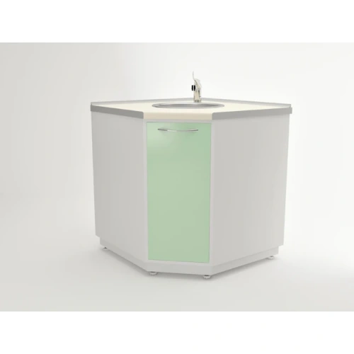 AR-04Y - тумба угловая с накладной мойкой и смесителем, металл в полимере | Артинокс (Белоруссия)