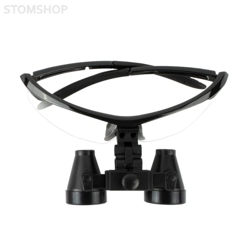 CM3.5X + BP frame - бинокулярные лупы системы Flip-up, увеличение 3.5x, усиленная спортивная оправа черного цвета | Ymarda (Китай)