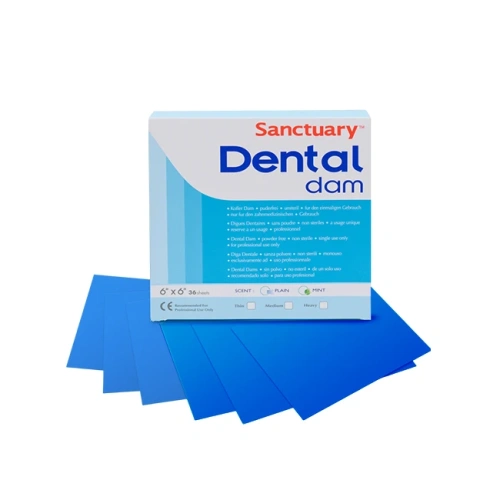 Blue Latex Dental Dams - коффердам без запаха, синий цвет, 152?152 мм, 36 шт. | Sanctuary Health (Малайзия)