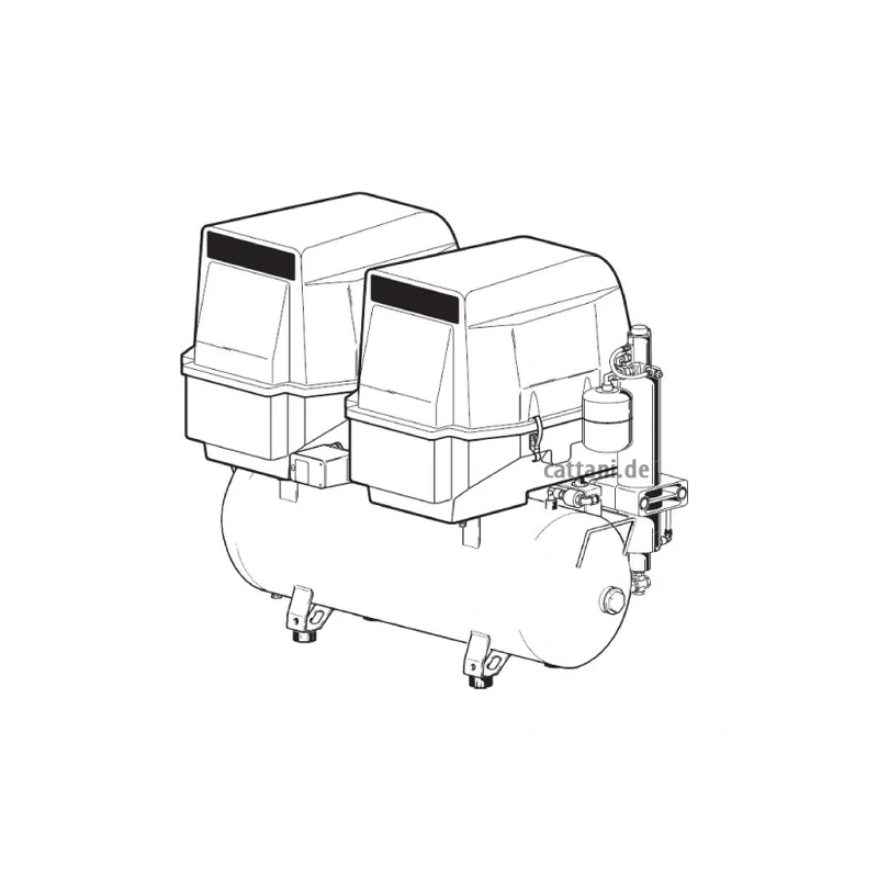 Cattani 100-320 C - безмасляный компрессор для 5-ти стоматологических установок, 2 мотора по 2 цилиндра, с 2 осушителями, с пластиковым кожухом, с ресивером 100 л, 320 л/мин | Cattani (Италия)
