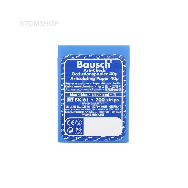 Bausch BK 61 - артикуляционная бумага синяя, толщина 40 мкм, 200 листов | Bausch (Германия)