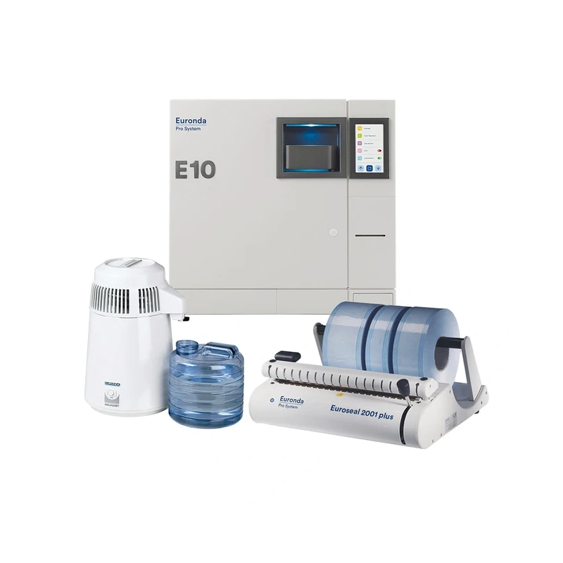 Комплект Euronda E10 PACK 1: автоклав E10 (24 л) + дистиллятор Aquadist (4 л) + запечатывающее устройство Euroseal 2001 Plus | Euronda (Италия)