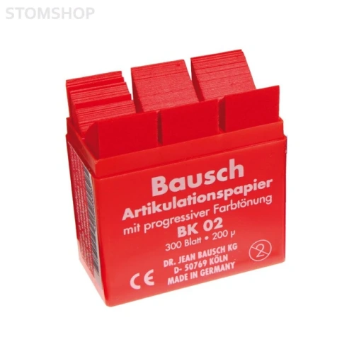 Bausch BK 02 - артикуляционная бумага I-формы красная, толщина 200 мкм, 300 листов | Bausch (Германия)