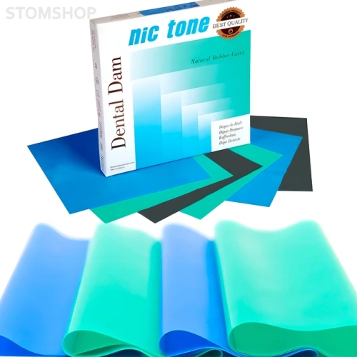 Nic Tone Dental Dam Green - латексный коффердам с нейтральным запахом, цвет зеленый, размер 152x152 мм, 36 шт. | MDC Dental (Мексика)