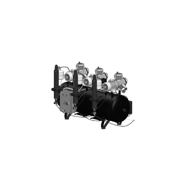 Cattani AC900 300-714 - безмасляный стоматологический компрессор для 12-ти стоматологических установок, с 3 трехцилиндровыми двигателями, c 3 осушителями, с ресивером 300 л, 714 л/мин | Cattani (Италия)
