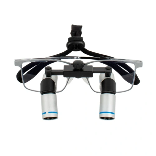 EM5.0X + Titanium frame - эргономичные бинокулярные лупы системы Flip-up на титановой оправе, с синхронной регулировкой межзрачкового расстояния, увеличение 5.0х | Ymarda (Китай)