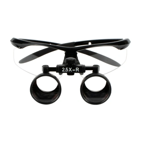 CM2.5X + BP frame - бинокулярные лупы системы Flip-up на спортивной оправе черного цвета, увеличение 2.5х | Ymarda (Китай)