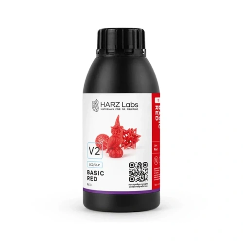 HARZ Labs Basic Red V2 - фотополимерная смола, цвет красный, 0.5 кг | HARZ Labs (Россия)