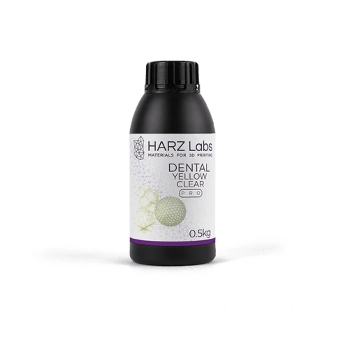 HARZ Labs Dental Yellow Clear Pro - фотополимерная смола для печати автоклавируемых хирургических шаблонов, цвет прозрачный желтый, 0.5 кг | HARZ Labs (Россия)