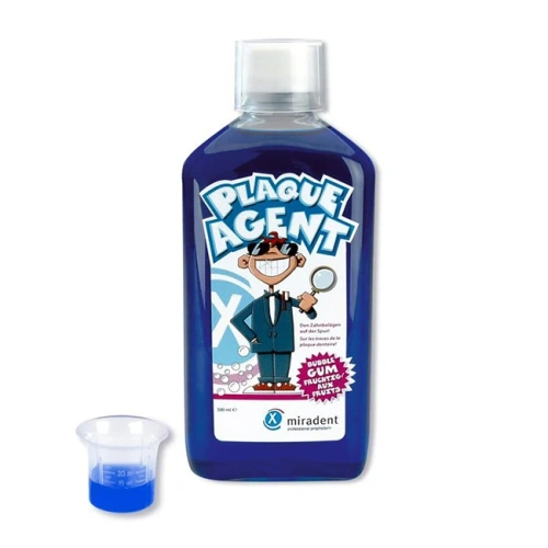 Plaque Agent Miradent - ополаскиватель полости рта для определения налёта, без эритрозина, 500 мл | Hager & Werken (Германия)